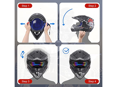 Adult Motocross Dirt Bike Helmet with Goggle